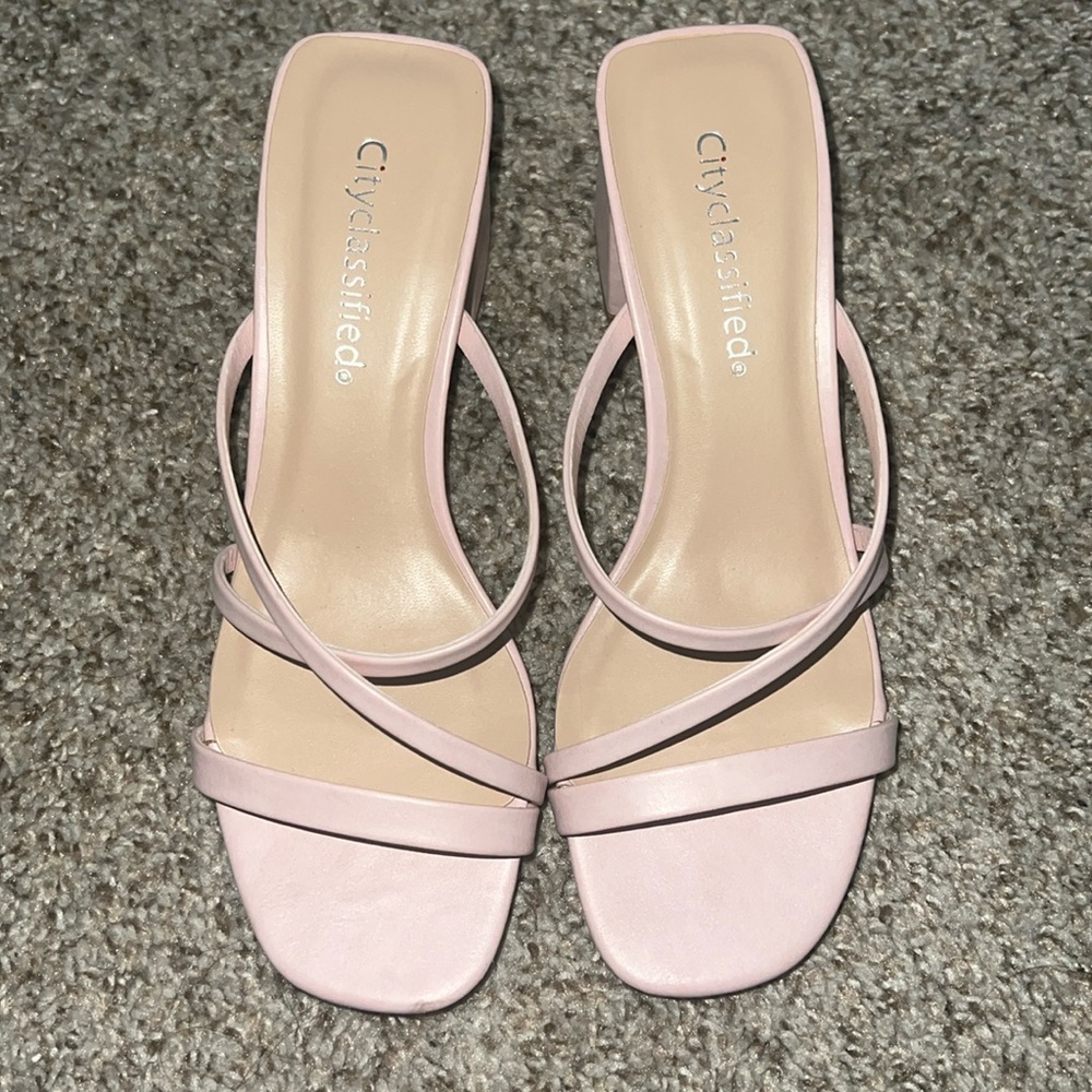 Pink block heels